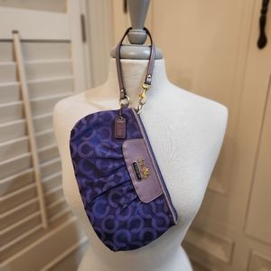 Pre-owned Coach Classic logo Purple Canvas Purse Clutch Wristlet